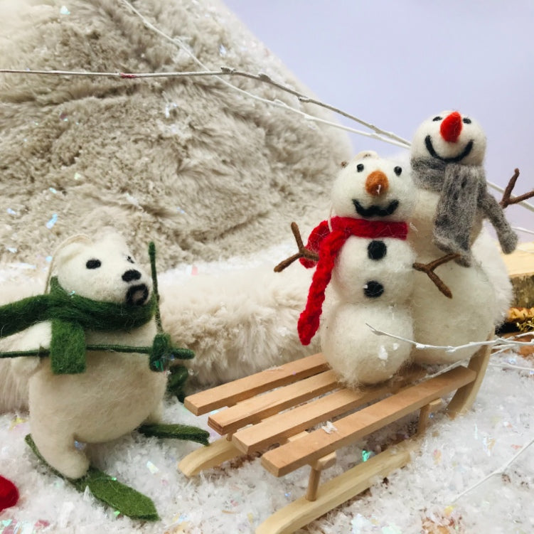 Snowman with Knitted Scarf