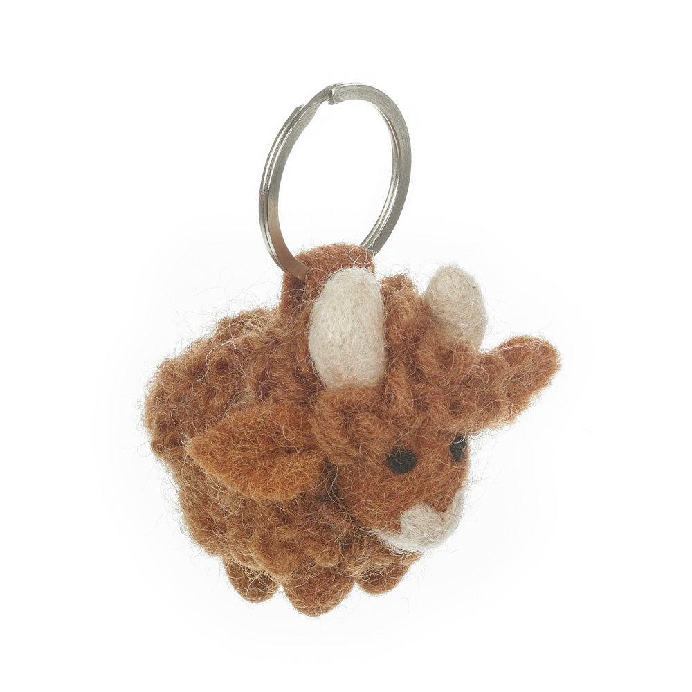 Add a rustic touch with this Felt So Good Highland Cow key chain, fair trade, sustainable, and full of Highland character.