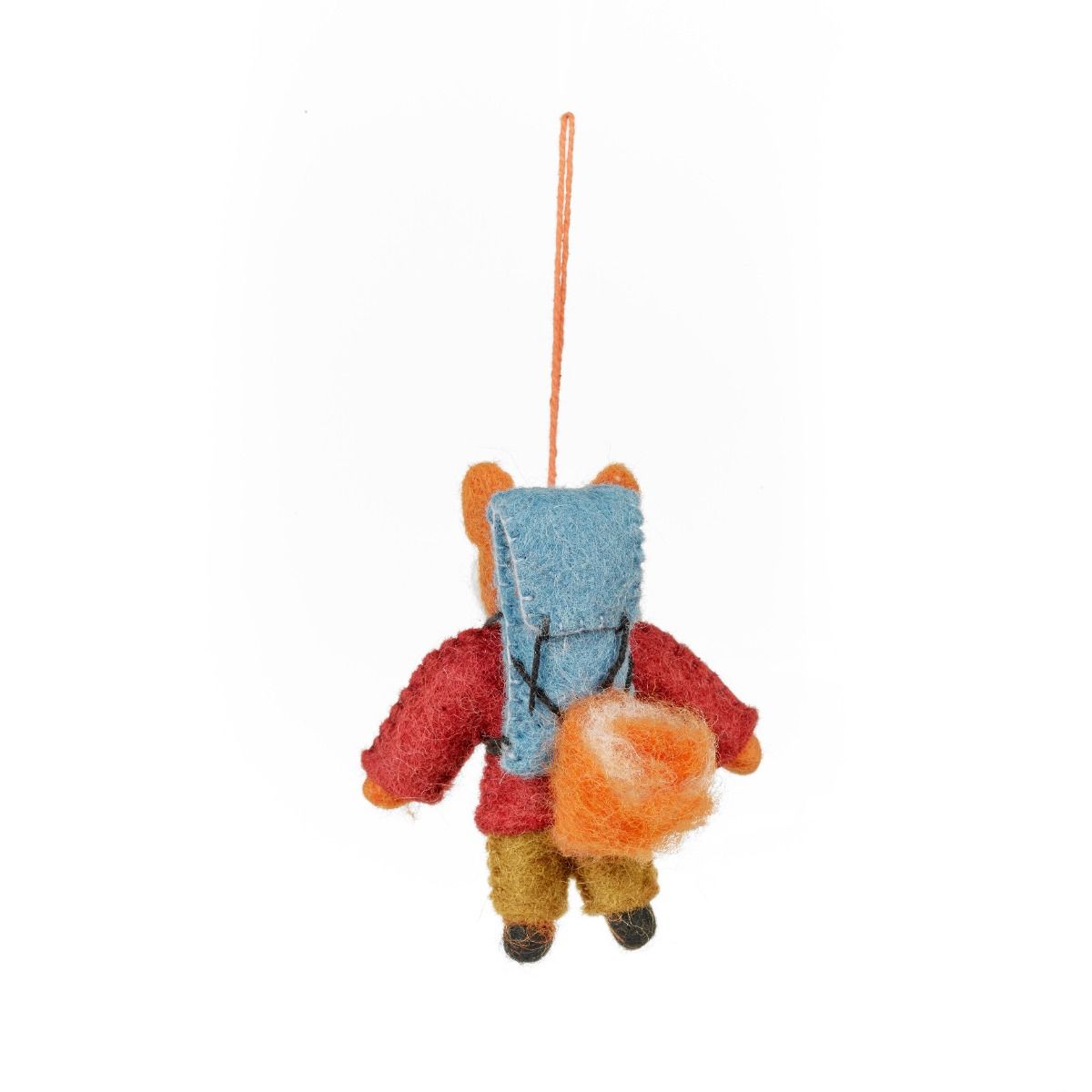 Needle felted fox ornament with rucksack