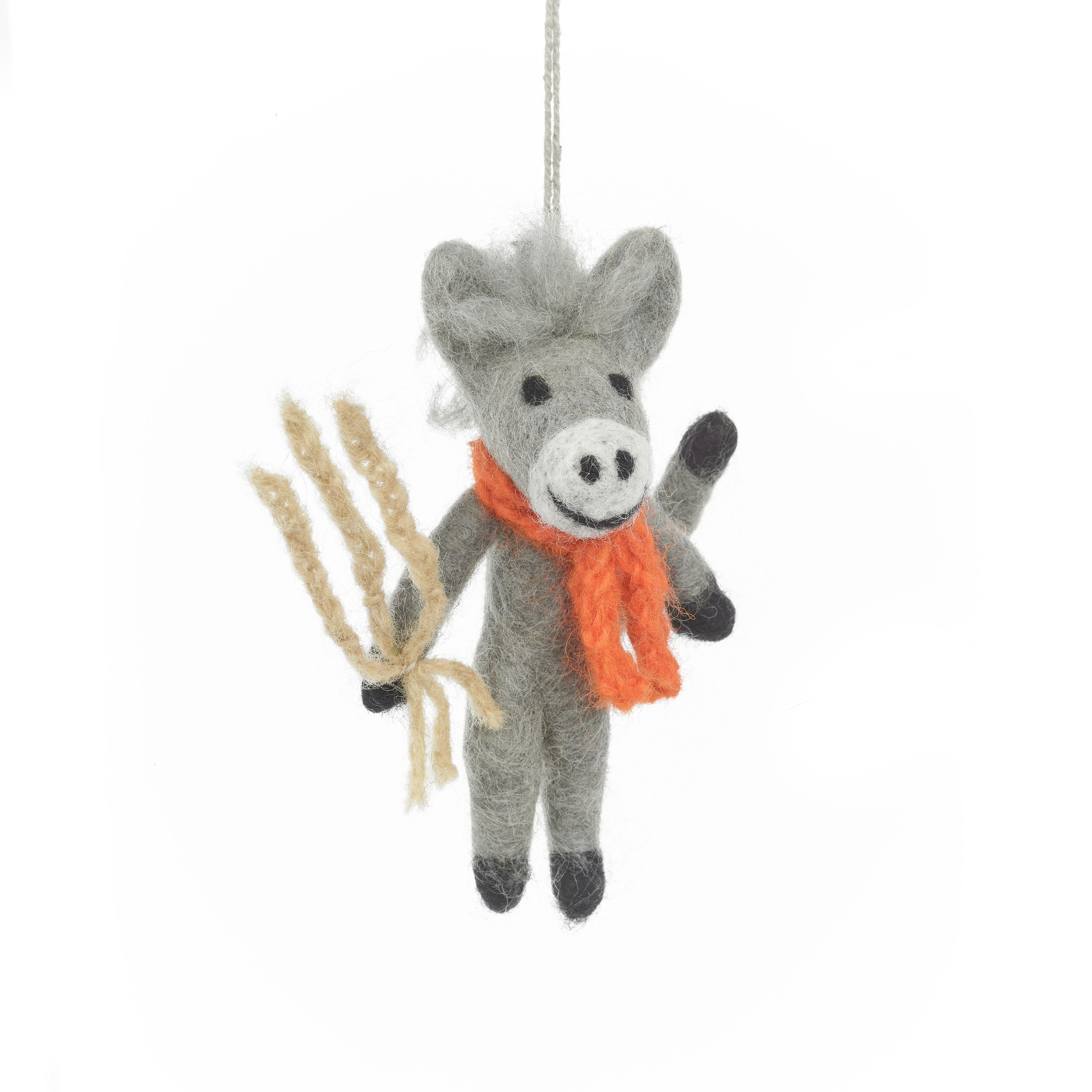 Barney the Donkey Handmade Felt Hanging Decoration | Heart of Collins
