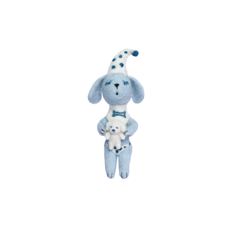Handmade needle felted dog character made from wool, felt dog decoration