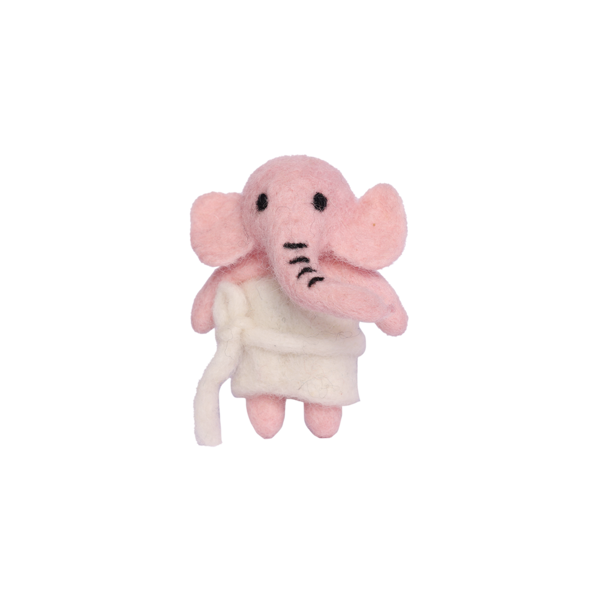 Handmade felt Mrs Elephant character figure made from wool