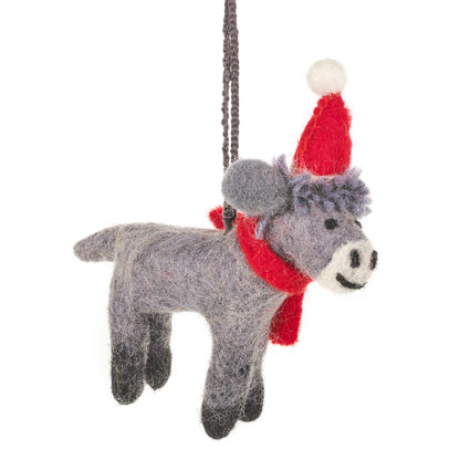 Christmas Donkey by Felt So Good is hand felted in Nepal. A biodegradable, fair trade wool decoration that makes a thoughtful festive gift.