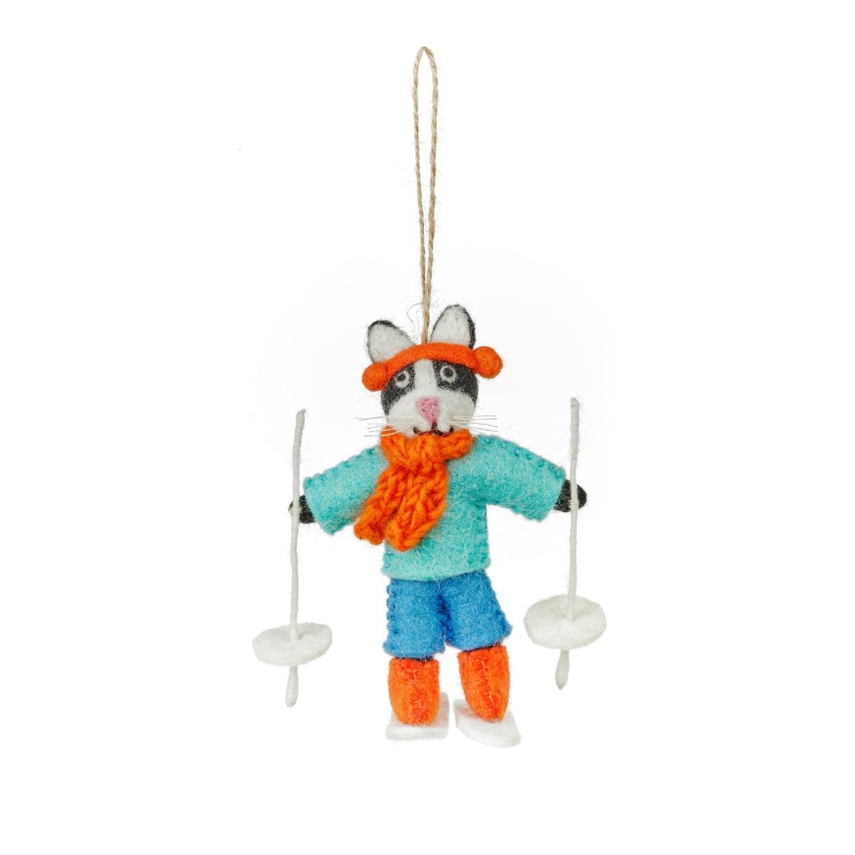 Alpine Feline Skiing Cat – Felt Character | Decoration & Gift