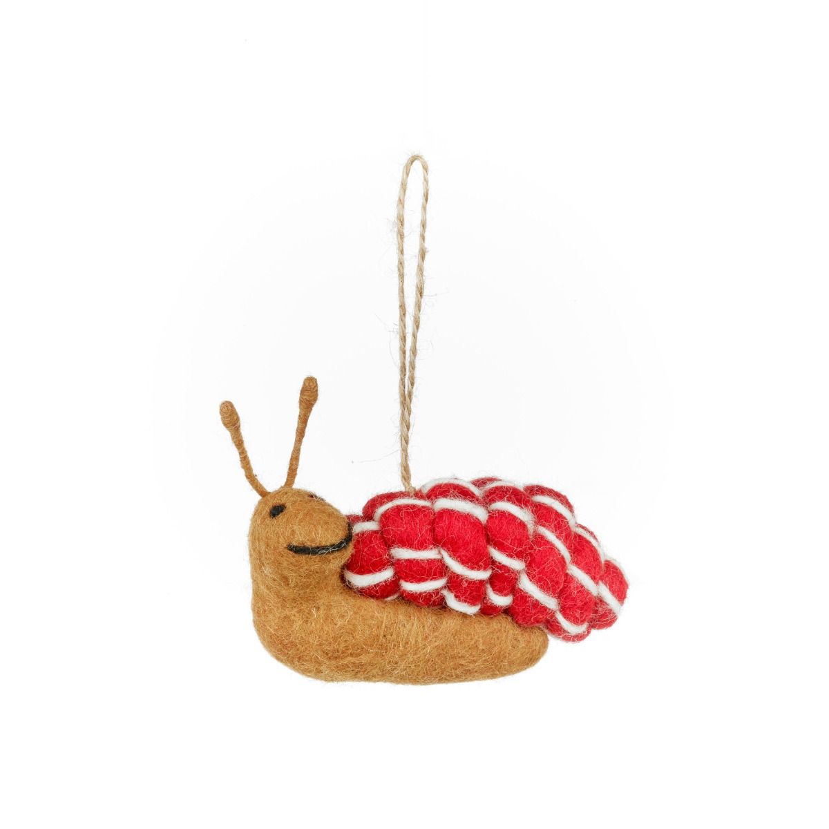     Handmade felt candy cane snail Christmas decoration