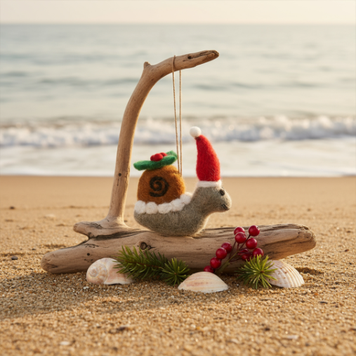 Christmas Snail - Christmas Decorations - Felt So Good