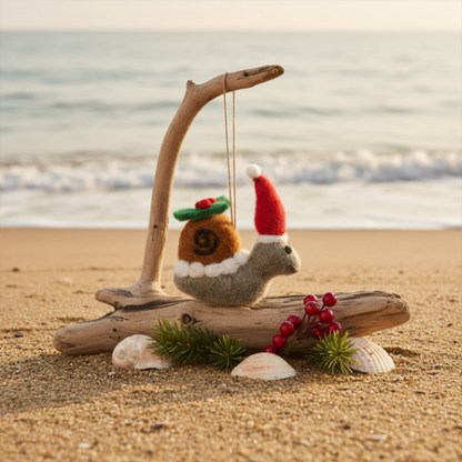 Christmas Snail - Christmas Decorations - Felt So Good