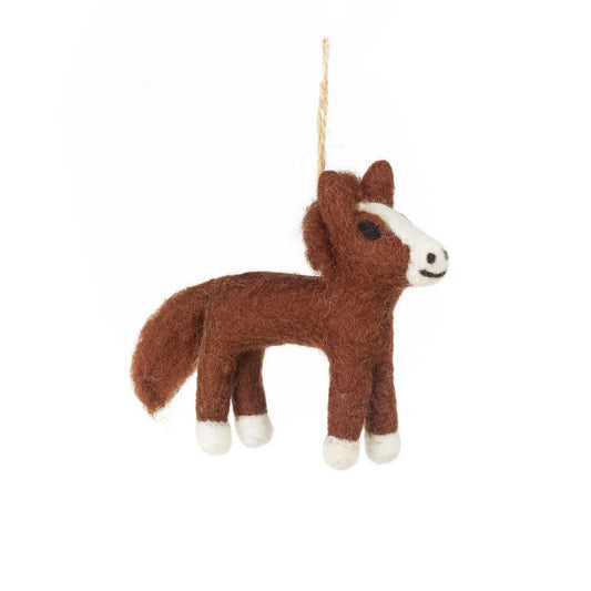 Handmade felt horse hanging decoration made from wool