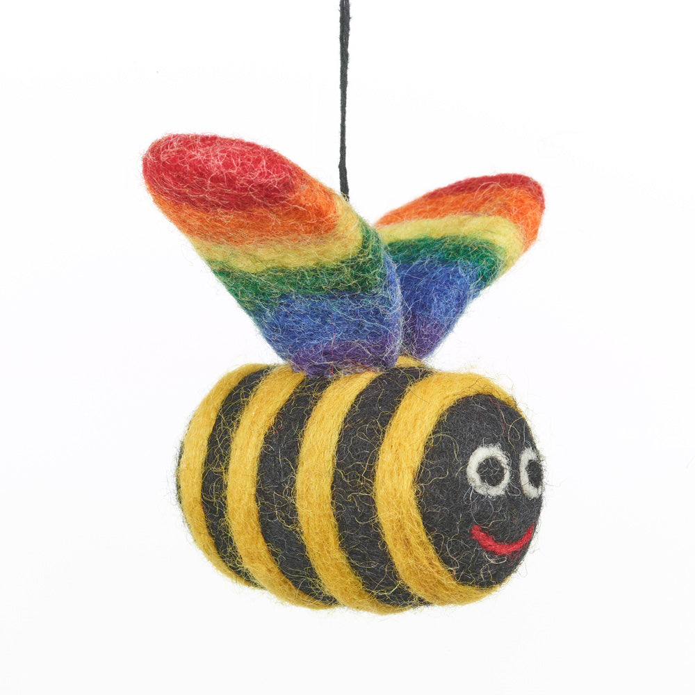 Handmade Felt Rainbow Bumblebee LGBT Pride Hanging Decoration Handmade Felt Rainbow Bumblebee LGBT Pride Hanging Decoration