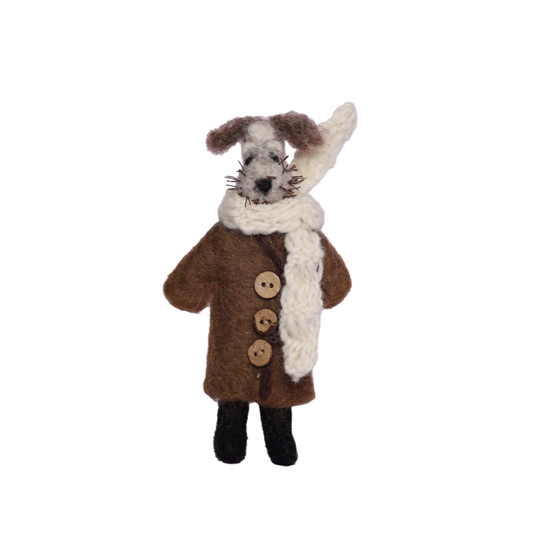 Handmade needle felted schnauzer dog guardian made from wool, felt dog decoration