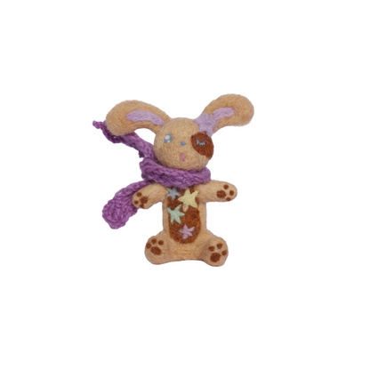 Handmade needle felted bunny character made from wool, felt animal decoration