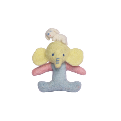 Handmade needle felted elephant character made from wool, felt animal decoration