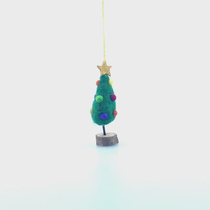Mini Xmas Tree on Wooden Stand