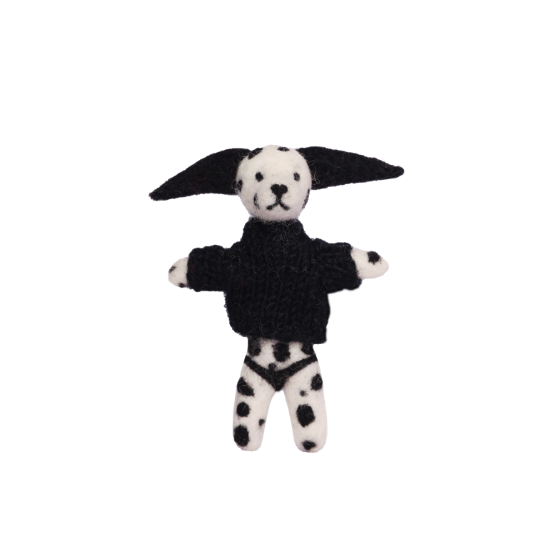Handmade needle felted Dalmatian dog guardian made from wool, felt dog decoration