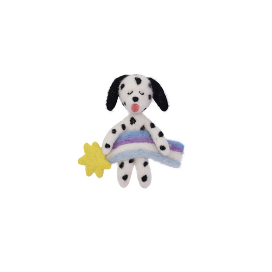 Handmade needle felted Dalmatian dog character made from wool, felt dog decoration