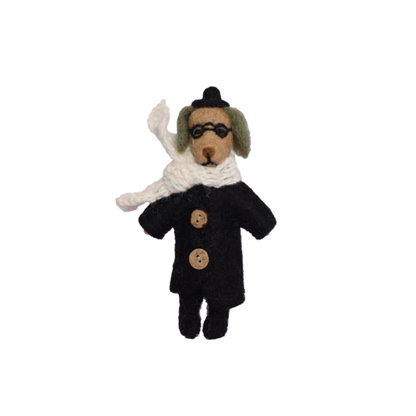 Handmade needle felted dog guardian character made from wool, felt dog decoration